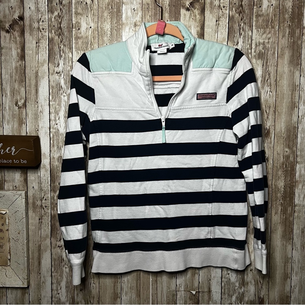 Vineyard Vines‎ Women’s XS Striped Shep Shirt Pullover Navy, White, and Mint